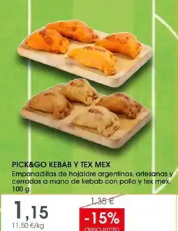 Supermercados Plaza Pick&go kebab y tex mex Empanadillas de hojaldre argentinas, artesanas y cerradas a mano de kebab con pollo y tex mex oferta