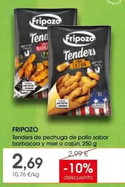 Supermercados Plaza Fripozo Tenders de pechuga de pollo sabor barbacoa y miel o cajún oferta