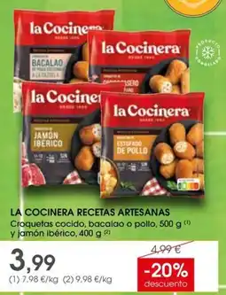 Supermercados Plaza La Cocinera Croquetas cocido, bacalao o pollo, y jamón ibérico oferta