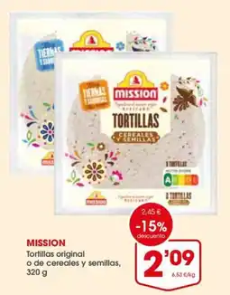 Supermercados Plaza Mission Tortillas original o de cereales y semillas oferta