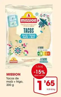 Supermercados Plaza Mission Tacos de maíz + trigo oferta