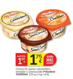 Consum Président Crema de queso camembert, cheddar o semicurado oferta