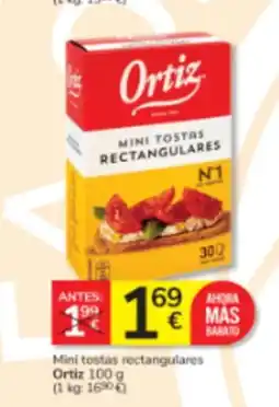 Consum Ortiz Mini tostas rectangulares oferta