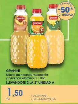 Supermercados Plaza Granini Néctar de naranja, melocotón y piña con vitamina C oferta