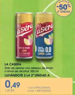 Supermercados Plaza La Casera Tinto de verano con refresco de limón o limón sin alcohol oferta