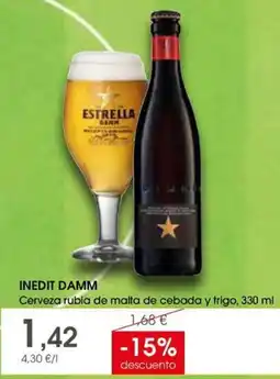 Supermercados Plaza Inedit Damm Cerveza rubia de malta de cebada y trigo oferta