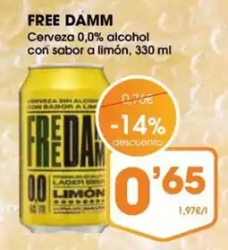 Supermercados Plaza Free Damm Cerveza 0,0% alcohol con sabor a limón oferta