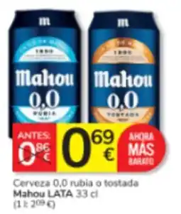 Consum Mahou Cerveza 0,0 rubia o tostada oferta