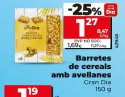 Maxi Dia Gran Dia Barretes de cereals amb avellanes oferta