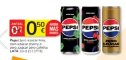 Consum Pepsi zero azúcar lima, zero azúcar cherry o zero azúcar zero cafeina oferta
