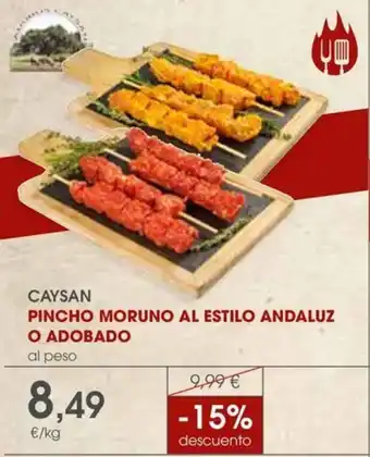 Supermercados Plaza Caysan pincho moruno al estilo andaluz o adobado oferta