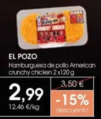 Supermercados Plaza El Pozo Hamburguesa de pollo American crunchy chicken oferta
