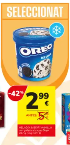 Consum Oreo Helado sabor vainilla con galleta al cacao oferta