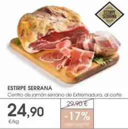 Supermercados Plaza Estirpe serrana Centro de jamón serrano de Extremadura, al corte oferta