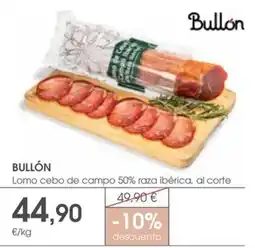 Supermercados Plaza Bullón Lomo cebo de campo 50% raza ibérica, al corte oferta