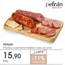 Supermercados Plaza Pefran Chorizo o salchichón Ibérico vela, al corte oferta