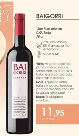 Supermercados Plaza Baigorri Vino tinto crianza D.O. Rioja oferta