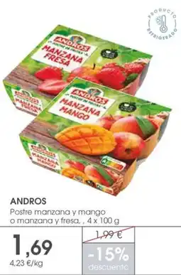 Supermercados Plaza Andros Postre manzana y mango o manzana y fresa oferta