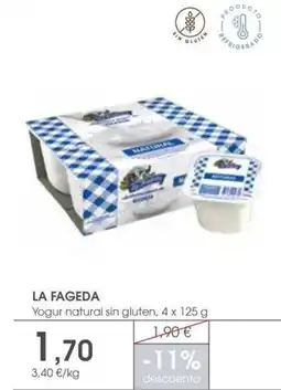 Supermercados Plaza La Fageda Yogur natural sin gluten oferta