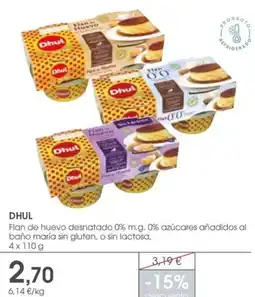 Supermercados Plaza Dhul Flan de huevo desnatado 0% m.g. 0% azúcares añadidos al baño maría sin gluten, o sin lactosa oferta