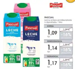 Supermercados Plaza Pascual Leche entera semidesnatada o desnatada oferta