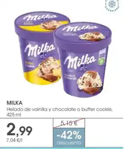 Supermercados Plaza Milka Helado de vainilla y chocolate o butter cookie oferta
