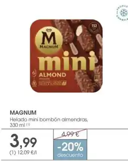 Supermercados Plaza Magnum Helado mini bombón almendras, oferta