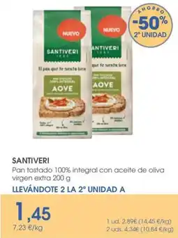 Supermercados Plaza Santiveri Pan tostado 100% integral con aceite de oliva virgen extra oferta