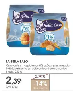 Supermercados Plaza La Bella Easo Croissants y magdalenas 0% azúcares envasadas individualmente sin colorantes ni conservantes oferta
