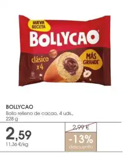 Supermercados Plaza Bollycao Bollo relleno de cacao, 4 uds., oferta