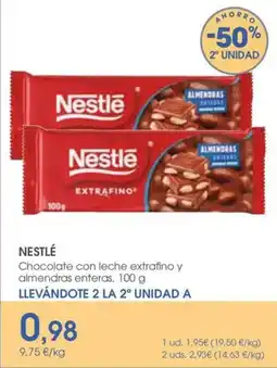 Supermercados Plaza Nestlé Chocolate con leche extrafino y almendras enteras oferta