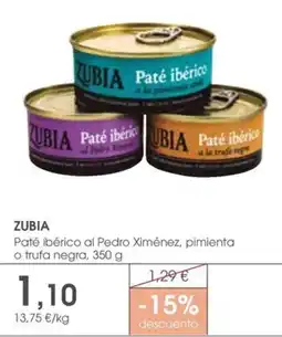 Supermercados Plaza Zubia Paté ibérico al Pedro Ximénez, pimienta o trufa negra oferta
