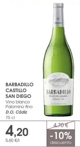 Supermercados Plaza Barbadillo Castillo San Diego Vino blanco Palomino fino D.O. Cádiz oferta