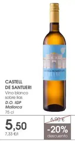 Supermercados Plaza Castell De Santueri Vino blanco sobre lias D.O. IGP Mallorca oferta