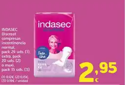 HiperDino INDASEC Discreet compresas incontinencia normal, extra, o maxi, oferta