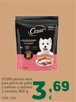 HiperDino CESAR pienso seco para perro de pollo y salmón o ternera y verdura oferta
