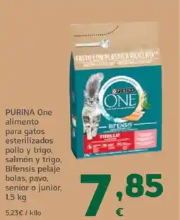 HiperDino PURINA One alimento para gatos esterilizados pollo y trigo, salmón y trigo, Bifensis pelaje bolas, pavo, senior o junior oferta