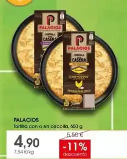 Supermercados Plaza Palacios - tortilla con o sin cebolla oferta
