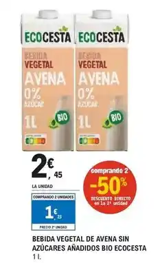 E.Leclerc Ecocesta - bebida vegetal de avena sin azucares anadidos bio oferta