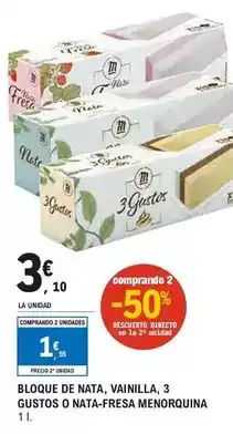 E.Leclerc La menorquina - bloque de nata oferta