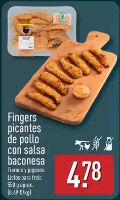 ALDI Fingers picantes de pollo con salsa baconesa oferta