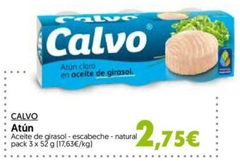 Hiper Usera Calvo Atún Aceite de girasol - escabeche - natural pack 3 x 52 g oferta