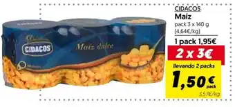 Hiper Usera Cidacos Maiz pack 3 x 140g oferta