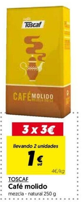 Hiper Usera Toscaf Café molido mezcla - natural 250g oferta