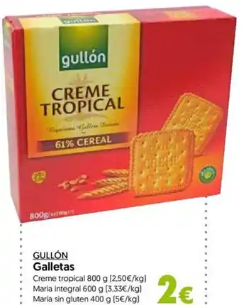 Hiper Usera Gullón Galletas Creme Tropical 800g/ Maria integral 600g / Maria sin gluten 400g oferta