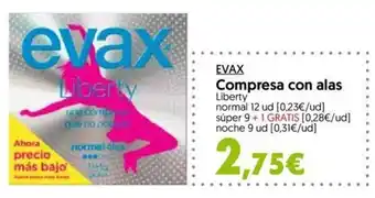 Hiper Usera Evax Compresa con alas Liberty normal 12 ud oferta