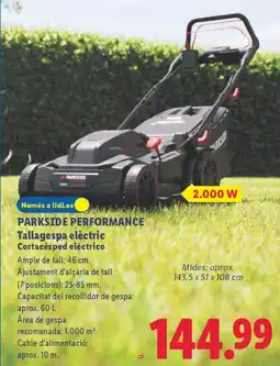 Lidl PARKSIDE PERFORMANCE Tallagespa elèctric Cortacésped eléctrico oferta