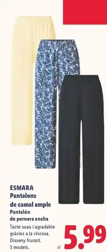 Lidl ESMARA Pantalons de camal ample Pantalón de pernera ancha oferta