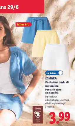 Lidl ESMARA Pantalons curts de mussolina Pantalón corto de muselina oferta