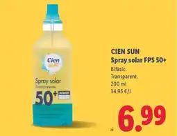 Lidl CIEN SUN Spray solar FPS 50+ oferta